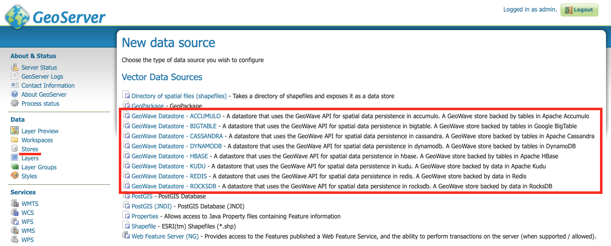 Adding New GeoWave Data Store in GeoServer